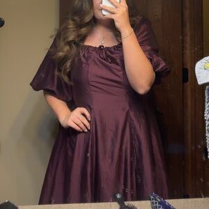 Women's Satin Maxi Dress in Deep Plum